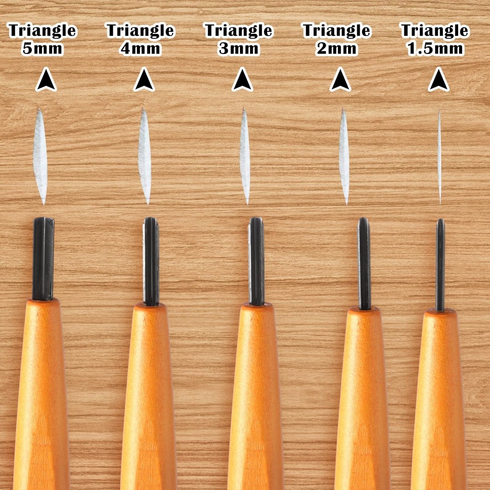 WILLBOND 5 Pcs Linocut Carving Tools Set - Triangular Linoleum Wood Carving