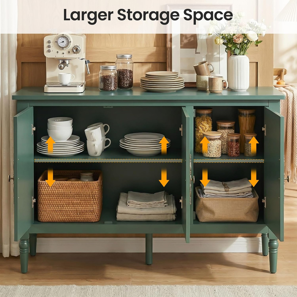 Buffet Sideboard with 3 Doors, Mid-Century Sideboard Cabinet with Adjustable She