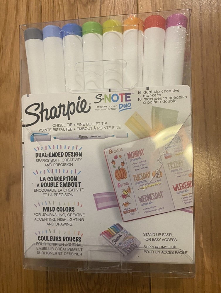 Sharpie S-Note Duo Dual-Ended Creative Assorted Colors, Fine & Chisel Tips 16-Ct