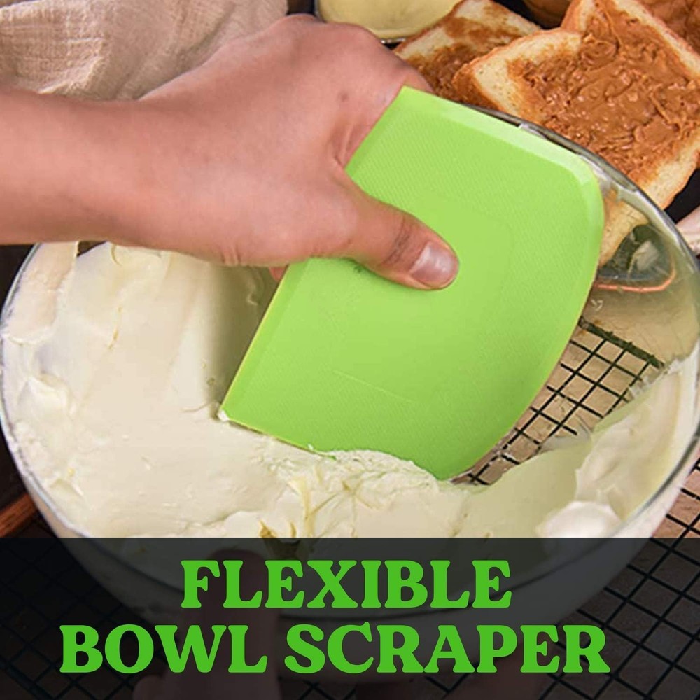 SURDOCA Dough Scraper Bench Scraper - 3P 4.7x3.7" Plastic Flexible Bowl Scraper,
