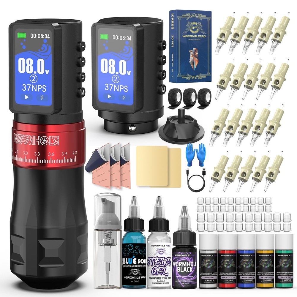 Wormhole Wireless Tattoo Gun Kit Multi-function Smart Tattoo Pen with Wormhol...