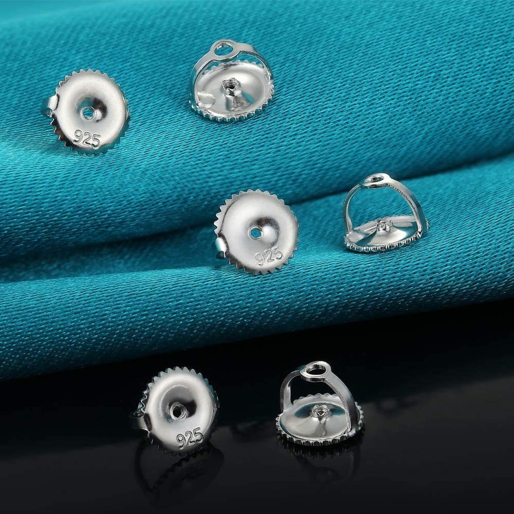 Catinee Screw Earring Backs,14K Gold Plated Sterling Silver Thread for Studs,