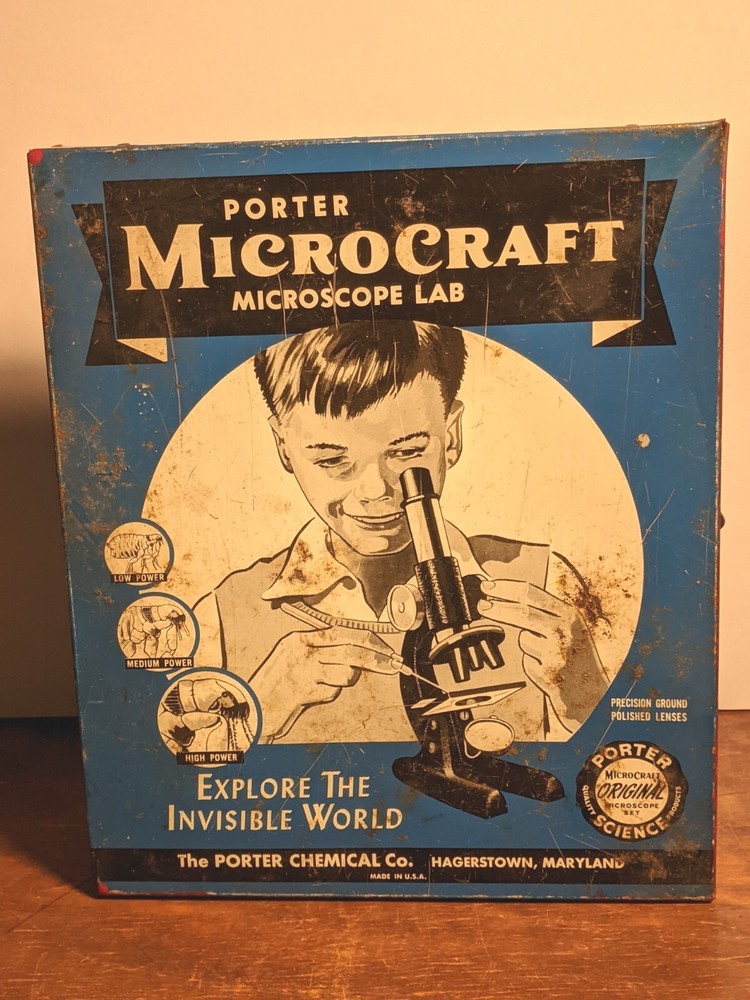Vintage Porter MicroCraft Microscope Lab -- BOX ONLY --Science Biology Ecology