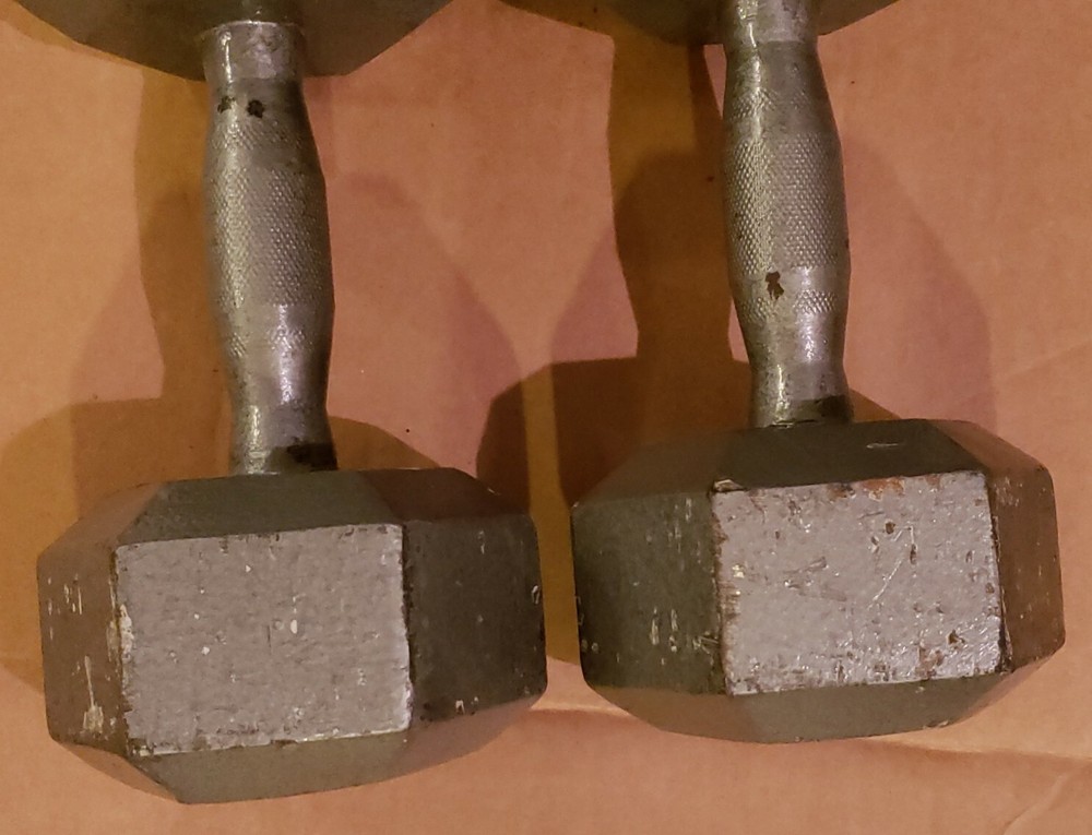 30lb pair Hex Dumbbells ergo grip 60 pounds total