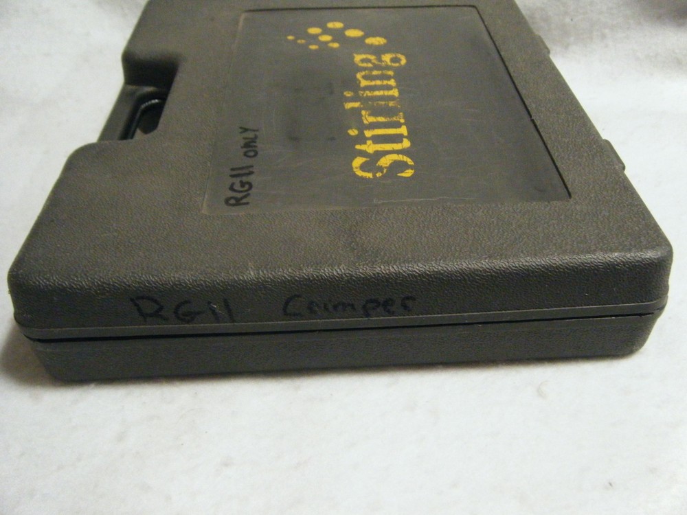 Stirling RG11 Crimper Kit, crimper, stripper, snips, connectors, case