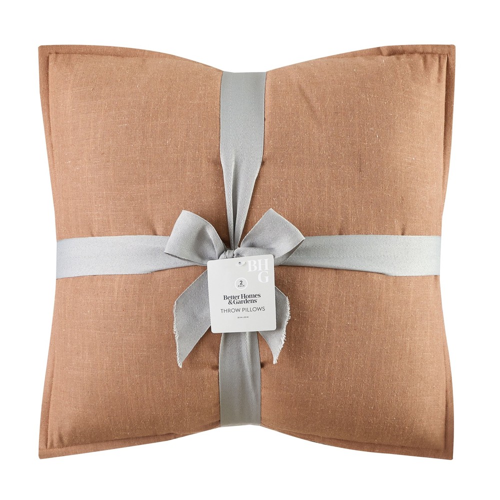 2-Pack Linen Pillows 20"x20" Brown Basket