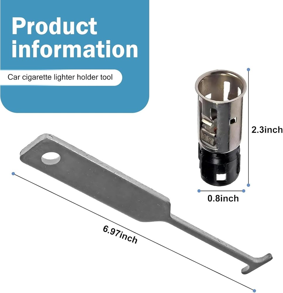 Universal Cigarette Lighter Socket with Disassembly Tool, Restores Vehicle Power