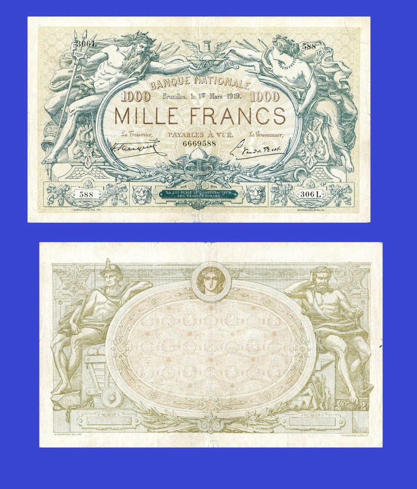 Belgium  1000 Francs 1919  -/ Copy