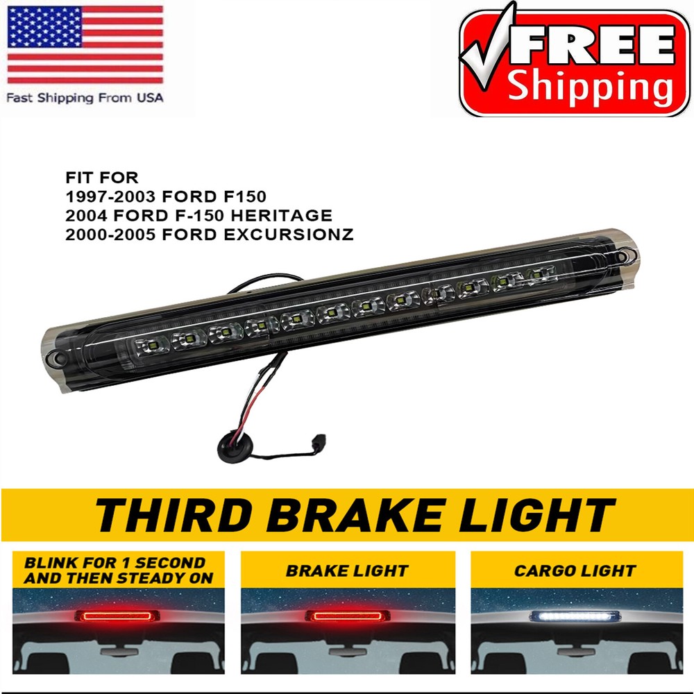 Led 3rd Third Brake Light Cargo For Ford 2000-2005 Excursion Red+white Smoked