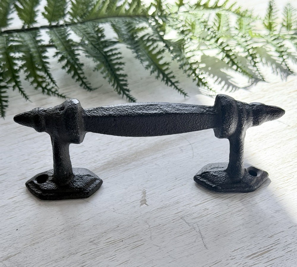 Rustic Cast Iron Barn Gate Pulls Vintage Style Drawer Handle Heavy Duty 2 Pack