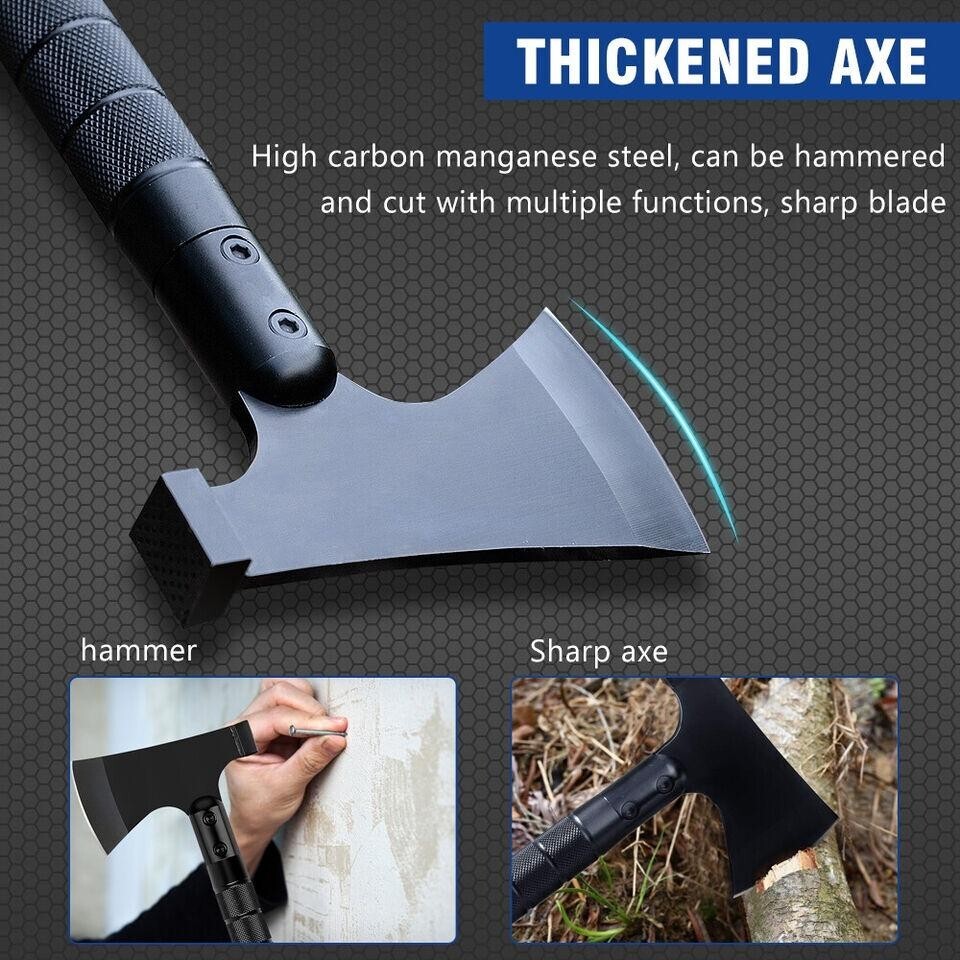 Survival Hatchet & Camping Axe with Fixed Blade Knife Combo Set, Full Tang