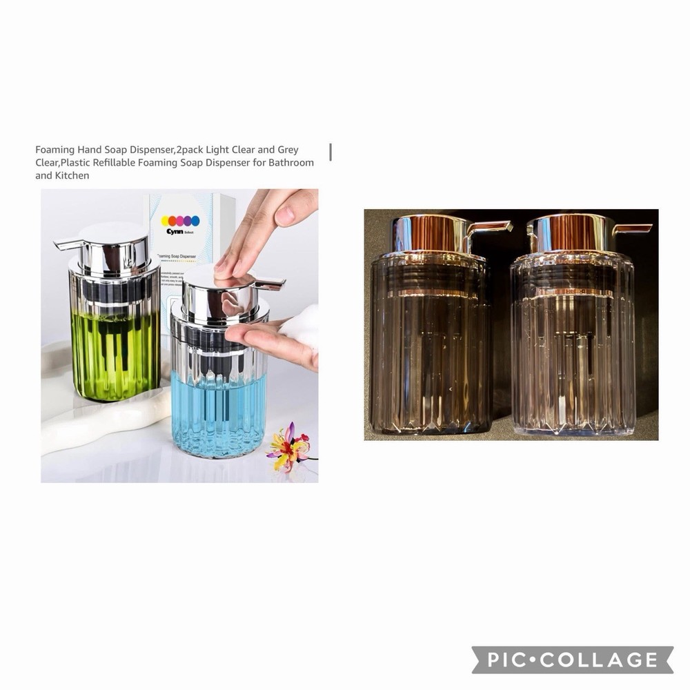 Foaming Hand Soap Dispenser,2pack Light Clear and Grey Clear