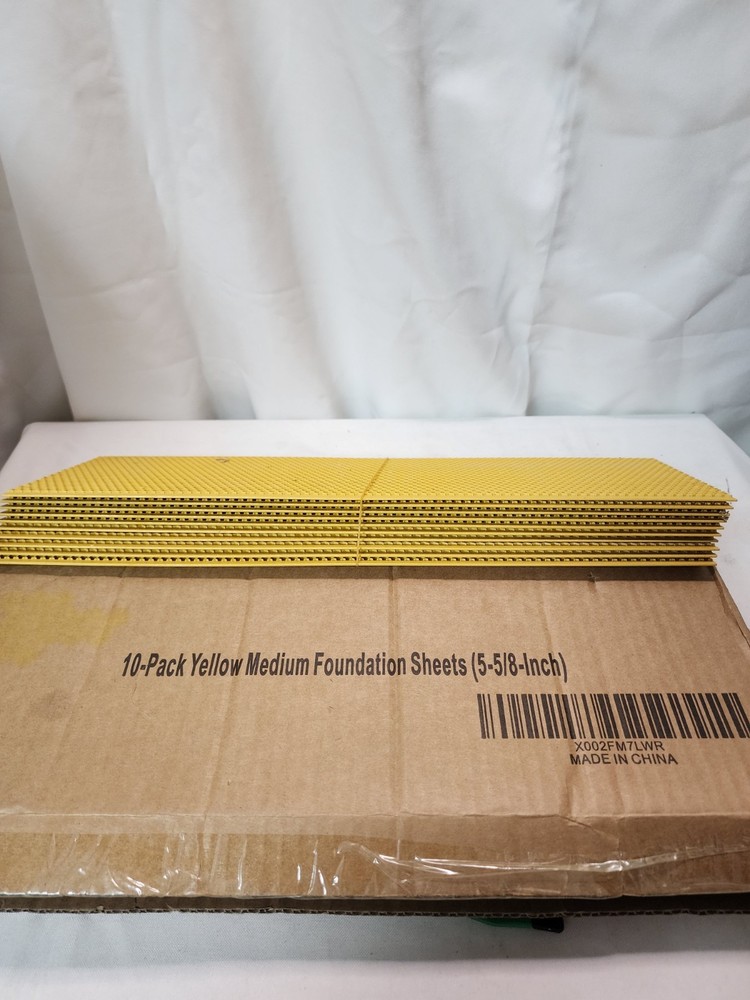 10 Pack Yellow Medium Beehive Frame Beeswax Coated Foundation Sheets 5-5/8 Inch