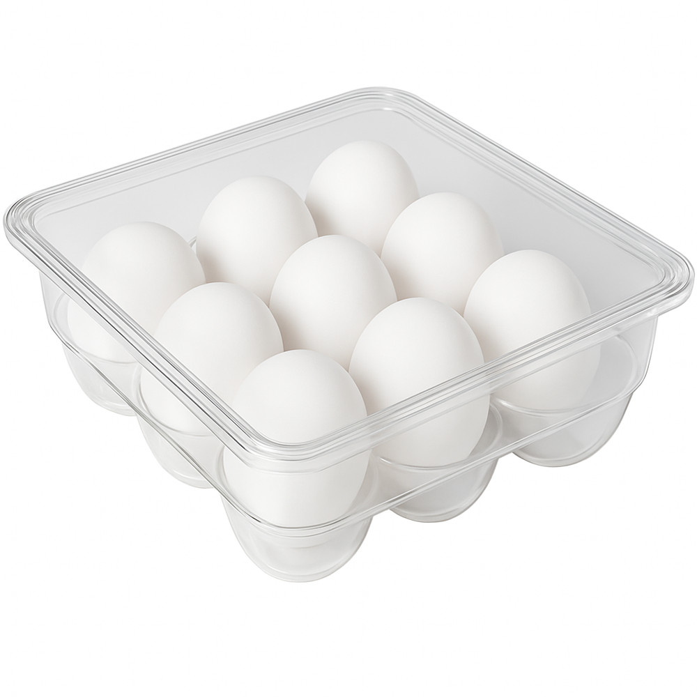Clear Stackable 12 Egg Holder with Lid – Plastic Refrigerator Storage Container
