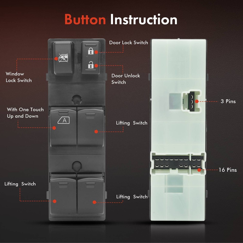 Front Left Power Window Switch for Nissan Rogue 2010-2013 Rogue Select 2014-2015