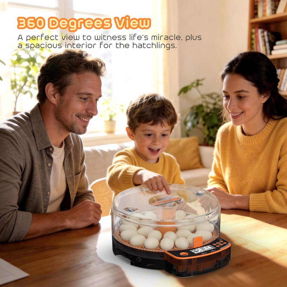 AsFrost Automatic Incubators for Hatching Eggs, 24 Egg 24, Orange