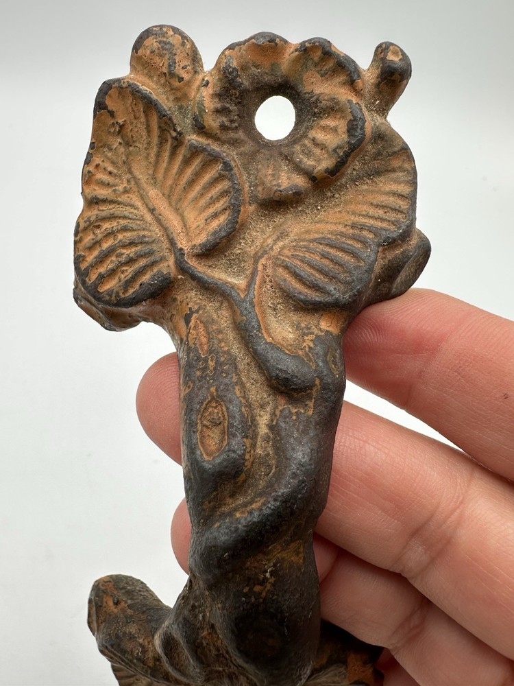 Antique Cast Iron Drawer Pull Handle Leaf Vine Branch Design No. 13 Vintage