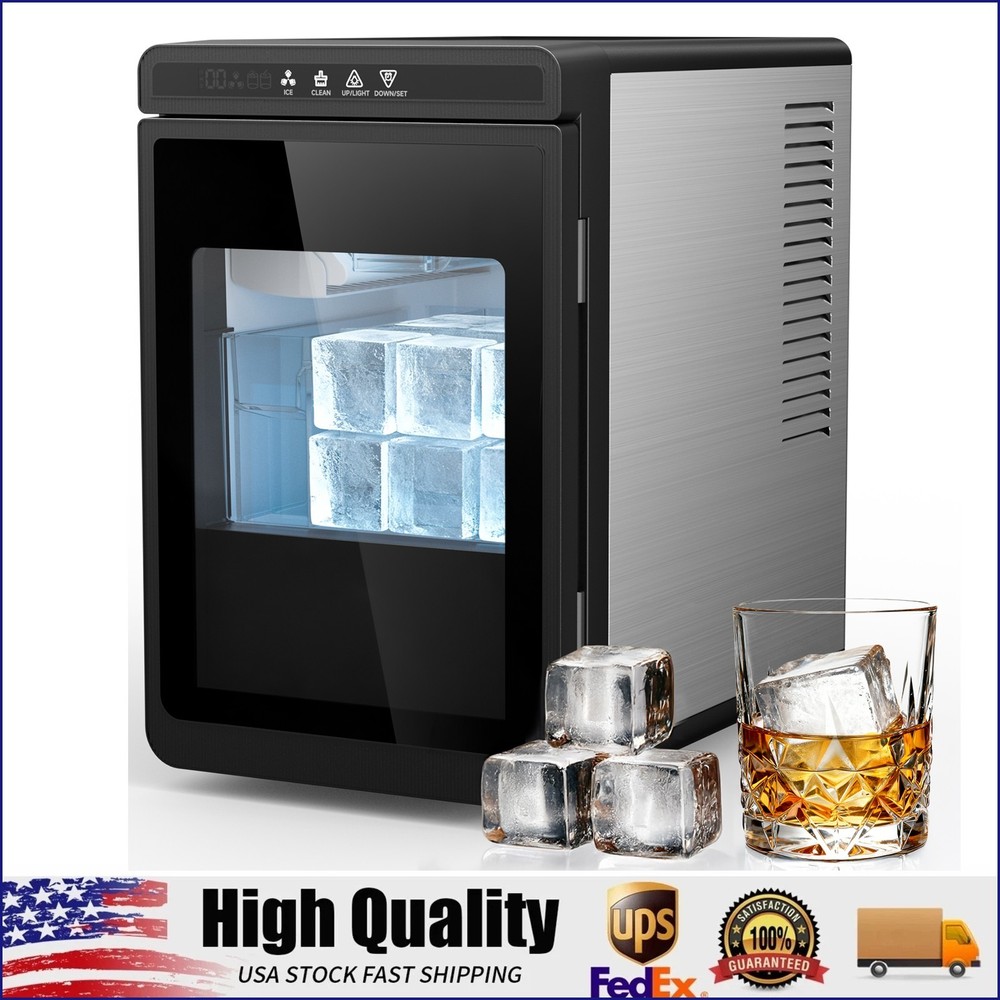 1.6'' Clear Ice Square Maker Machine, 200 PCS/Day, Ice Cube Maker Auto-Cleaning