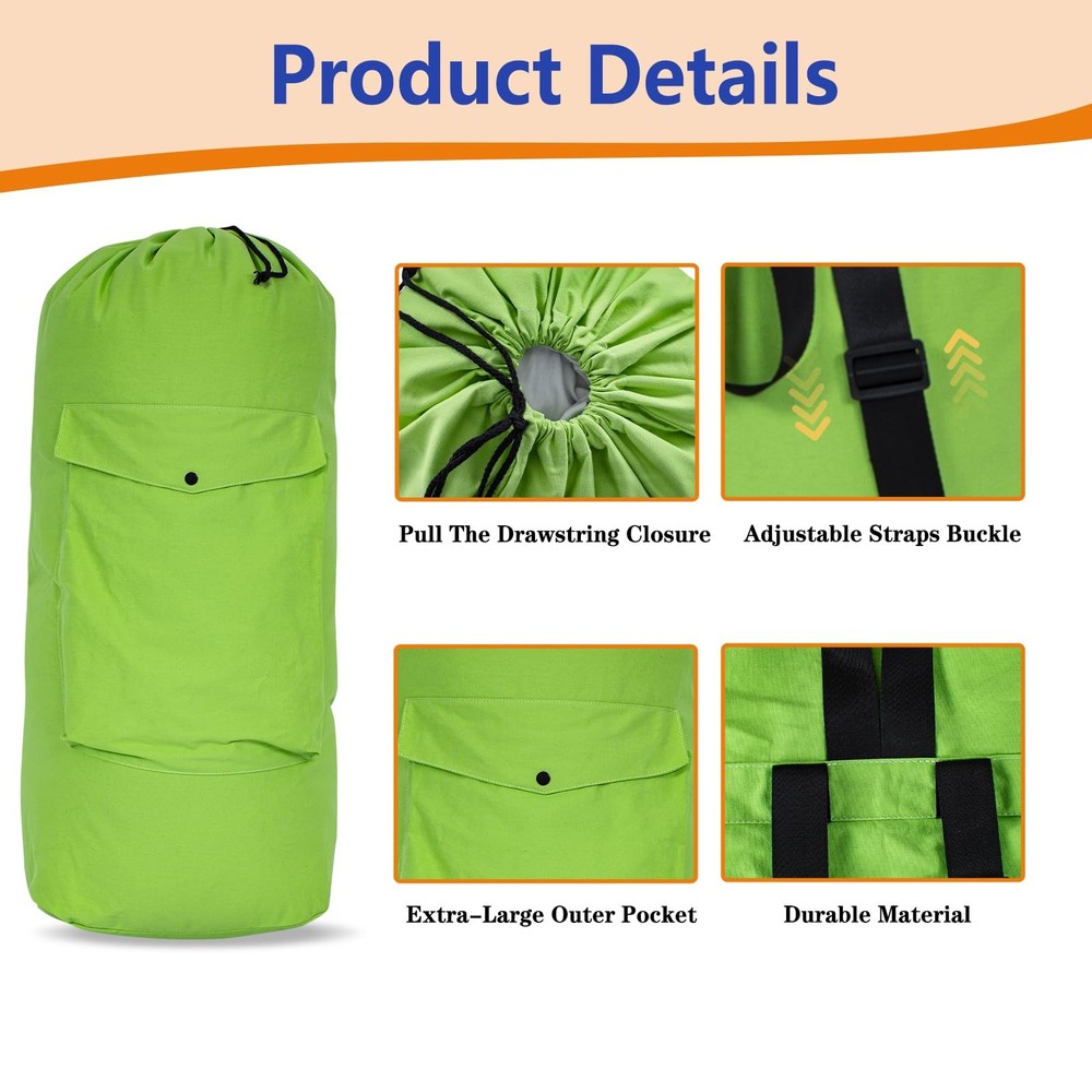 Canvas Backpack Laundry, Bag Shoulder Strap and Pockets, Durable Washable Lau...