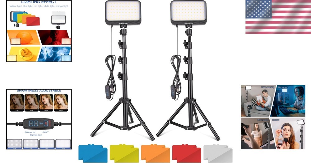 Dimmable LED Video Light Kit, Portable Photography Lighting