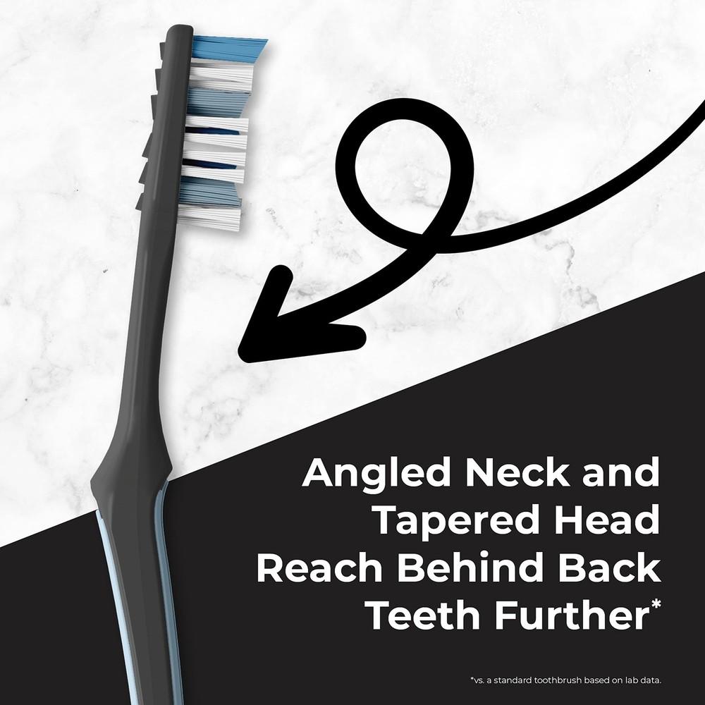 Advanced Design Toothbrush with Toothbrush Cap, Angled Neck, Medium Bi-Level ...