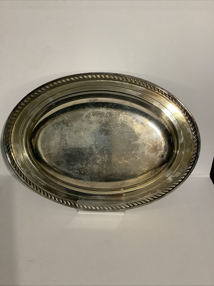 Vintage Oval Serving Bowl 12”x9” Silver Plate