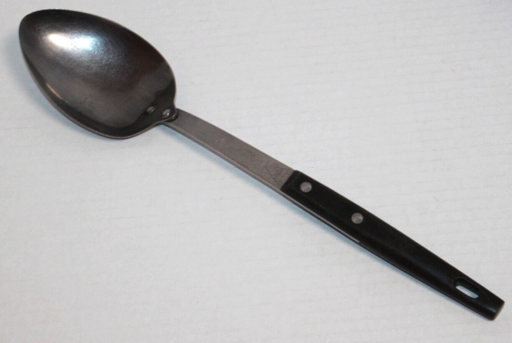 Vintage Stainless Household Serving Spoon Black Handle