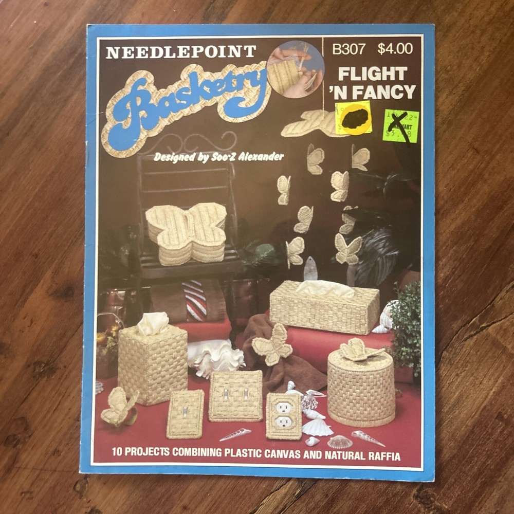 Lot Of 3 Needlepoint Basketry Pattern Booklets 25 Raffia Plastic Canvas Projects