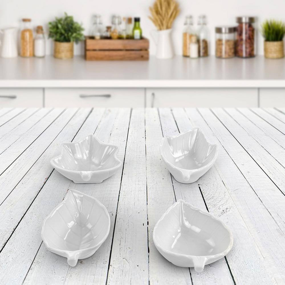 4-Piece Ceramic Tidbit Dish Set in White