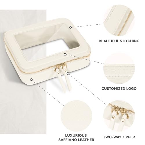 Clear Makeup Bag Cosmetic Organizer Case Standard - Single Layer Beige