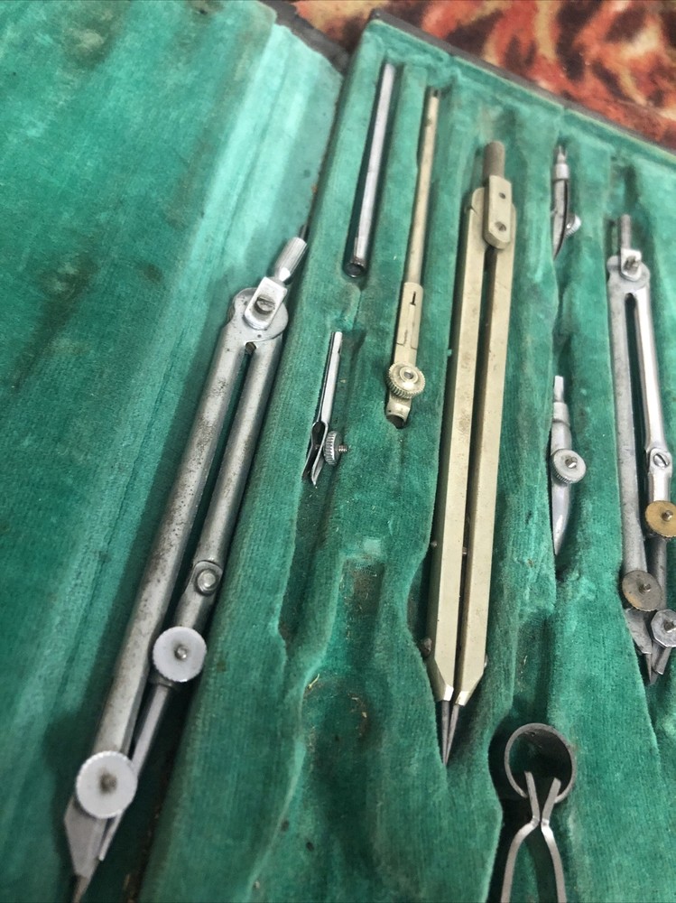 Vintage Complete Incomplete Drafting Set With Hard Shell Case Germany