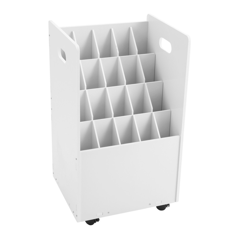 Blueprint Holder 20 Slots Document Storage Cart Rolling File Organizer White