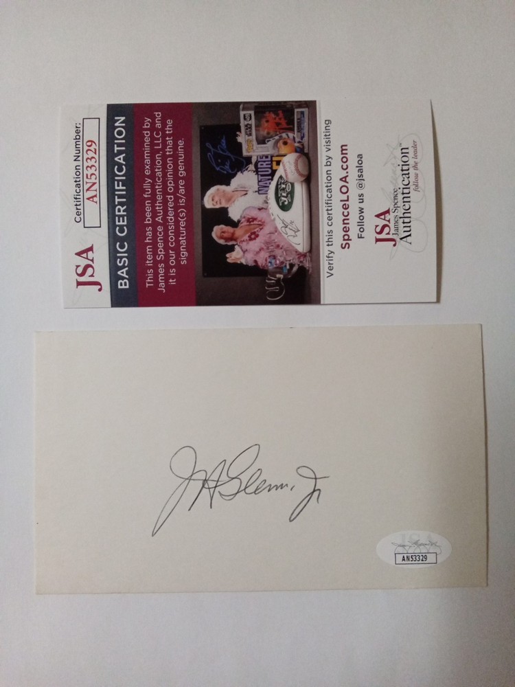 John Glenn Senator & Astronaut Signed Index Card JSA