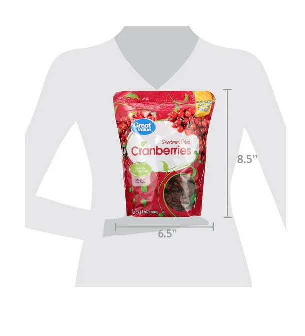 (2 pack) Great Value Sweetened Dried Cranberries, 24 oz