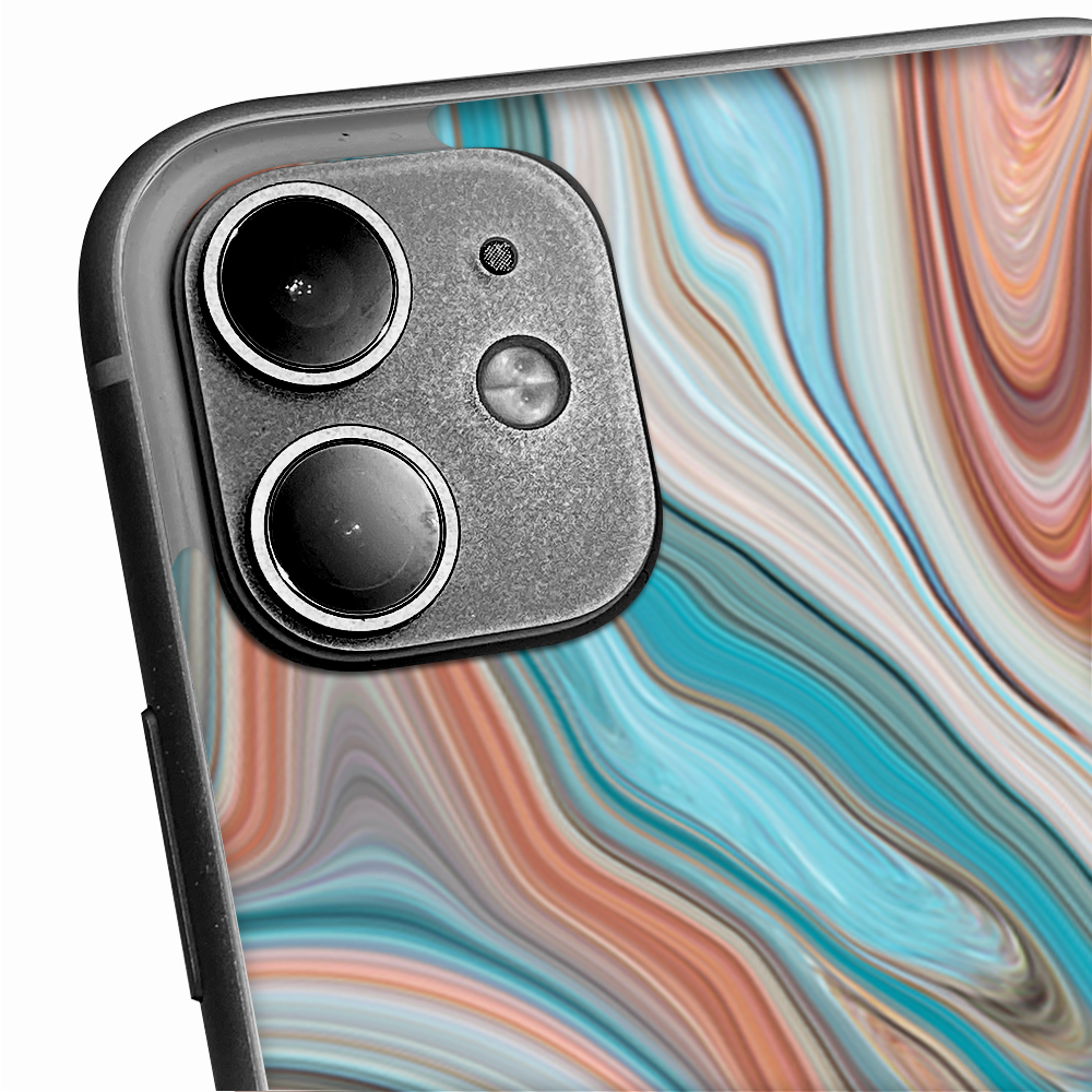 Skins Decal Wrap for Apple iPhone 11 - Teal Blue Brown Geode Stone Marble
