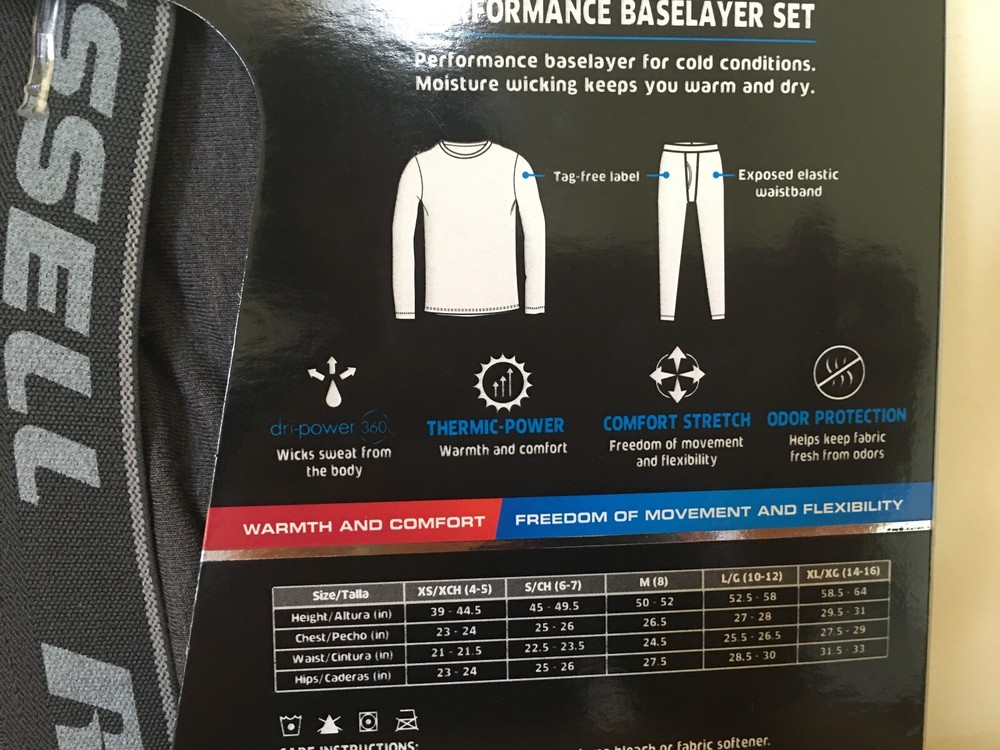 New Russell ThermaForce Boys Performance Base Layer Set Gray