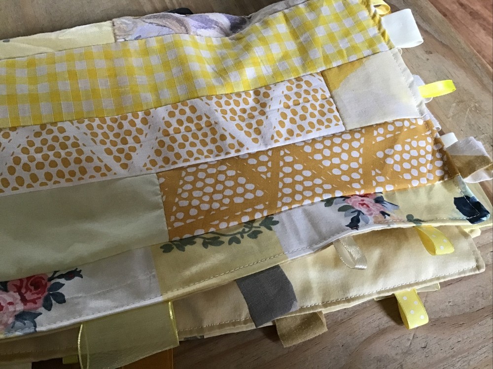 Large Handmade Blanket Taggie Blanket - Patchwork Yellows