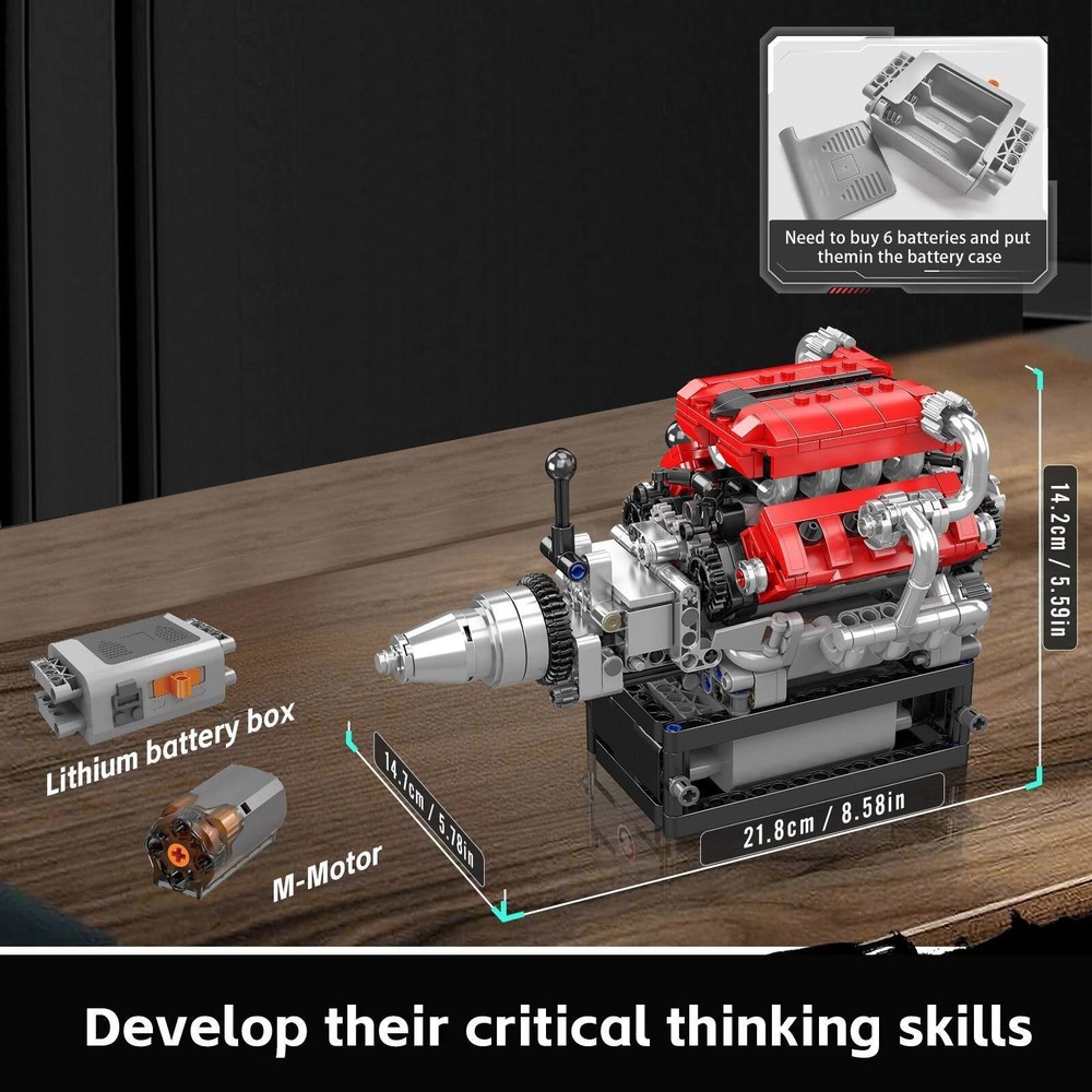 1* V8 Engine Motor Mechanical Engineering Model Building Block Gift Collection