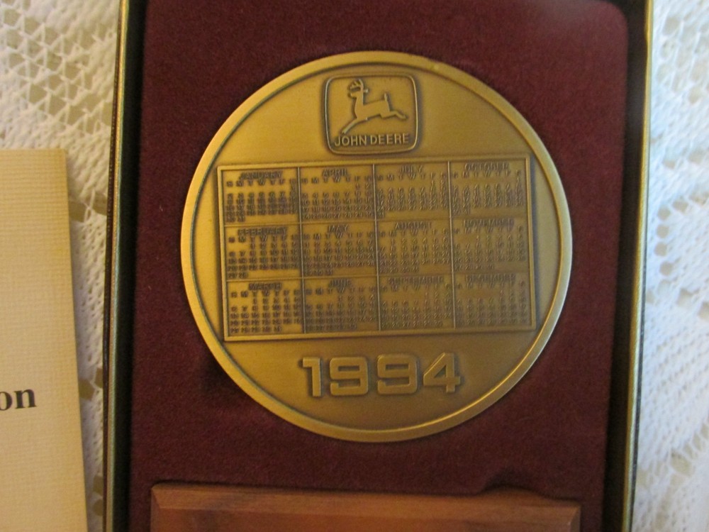 1994 John Deere Calendar Medallion Featuring Excavator