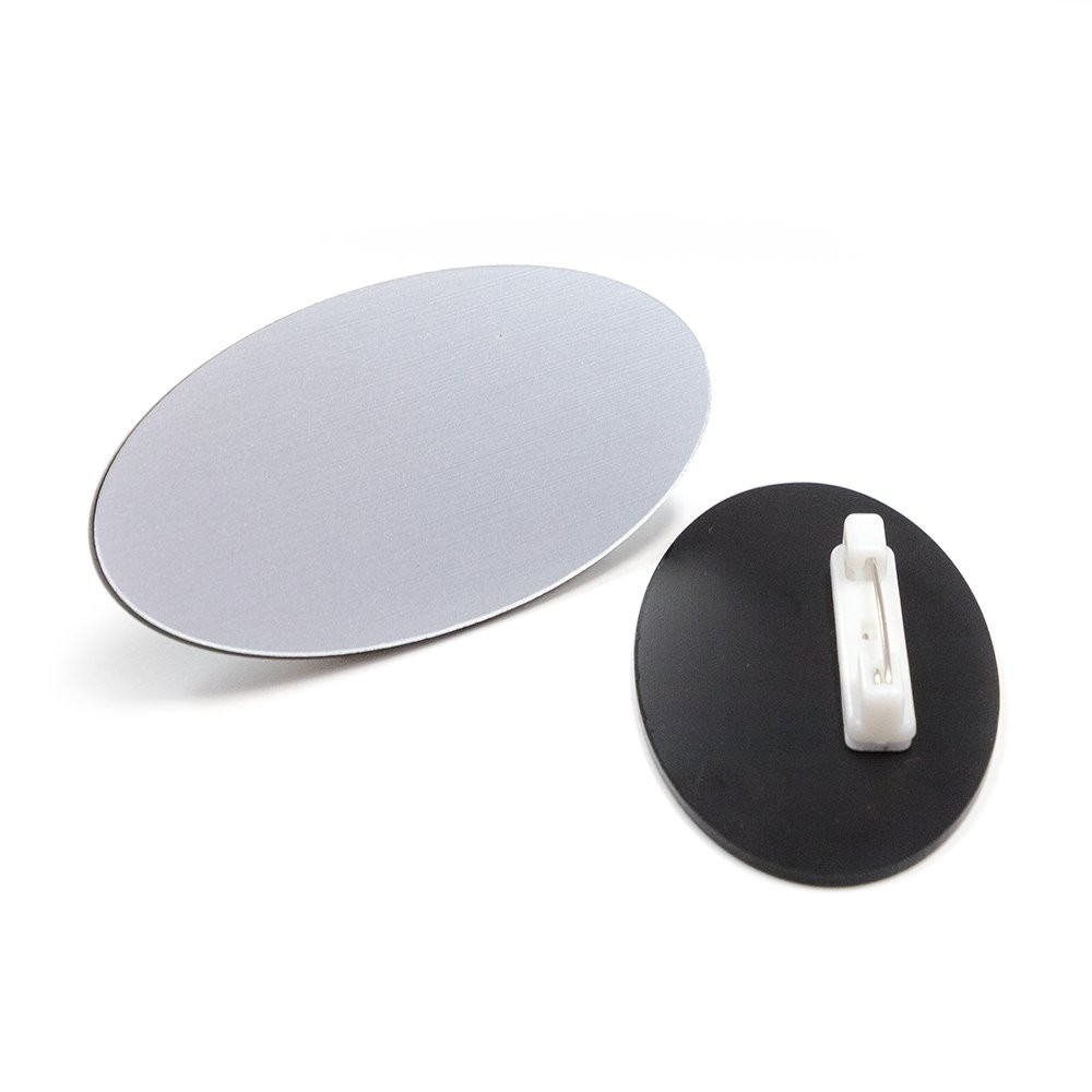 10 Pack Brushed Silver Oval Name Badge Blanks with Pin Back for Office Use