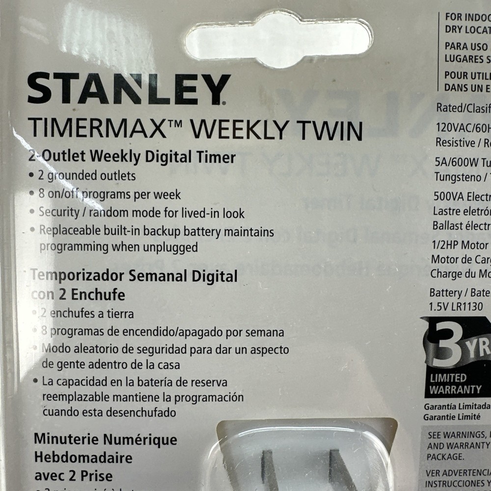 Stanley Timermax Programable Digital Indoor Weekly Timer NEW