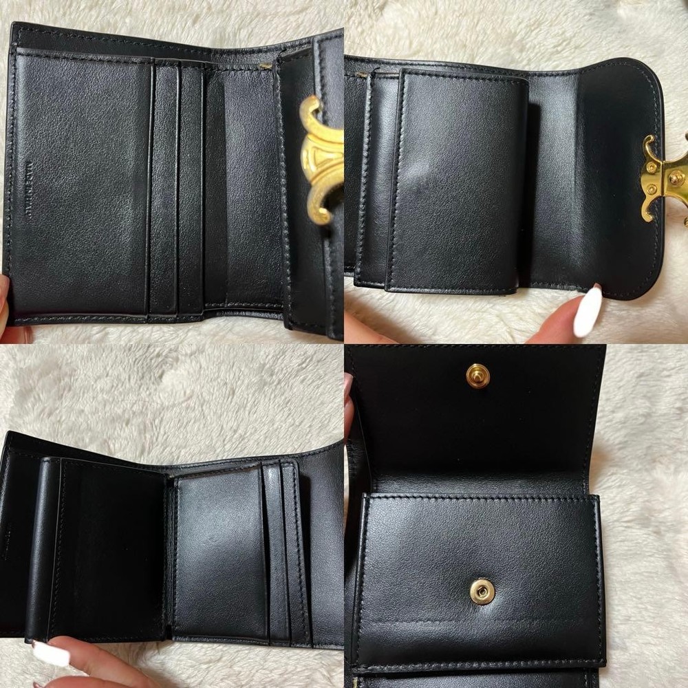 CELINE Celine Tri Fold Wallet Triomphe Black From Japan