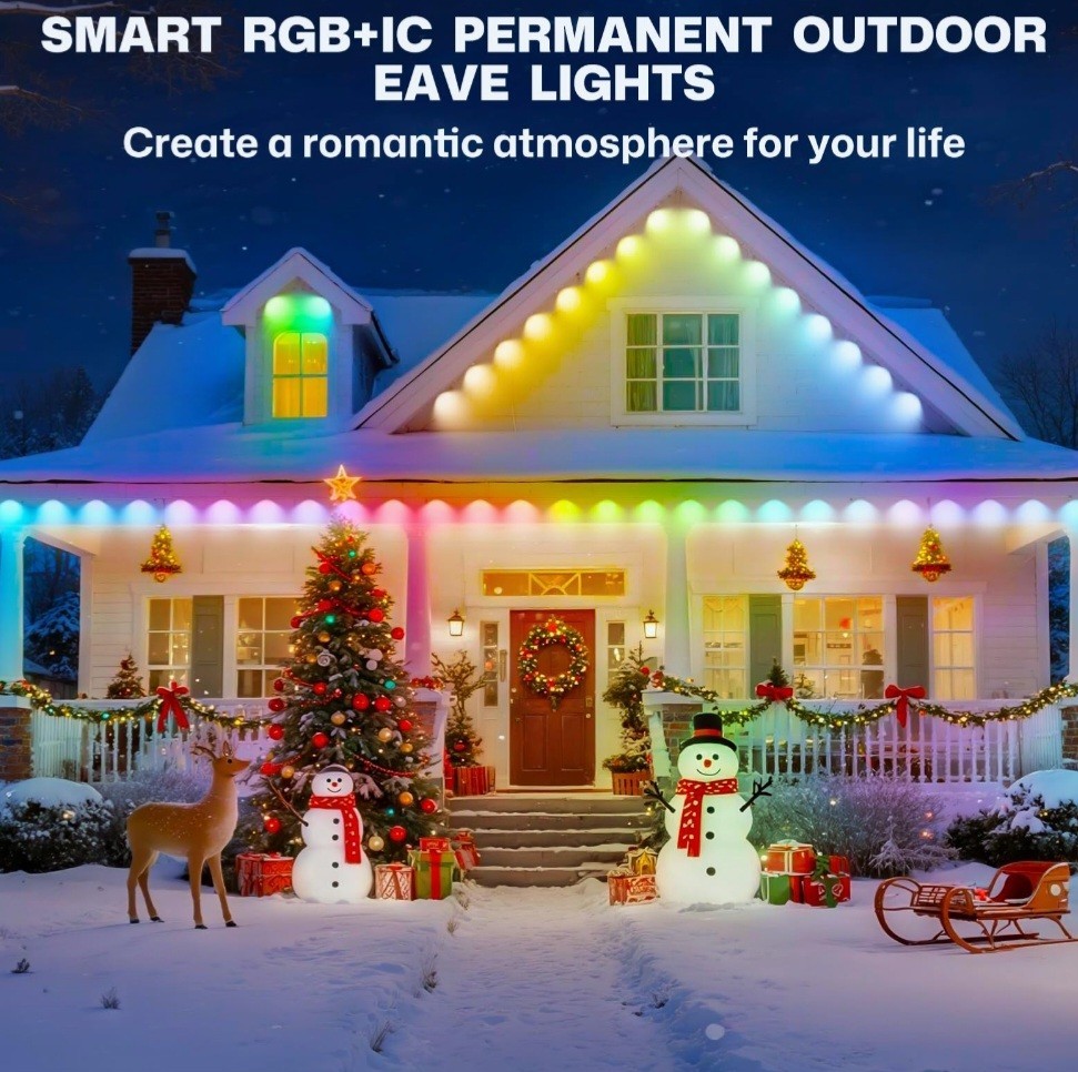 Permanent Outdoor Lights, 100ft Smart Eave Light with 72 LED Lights, IP67 Wat...