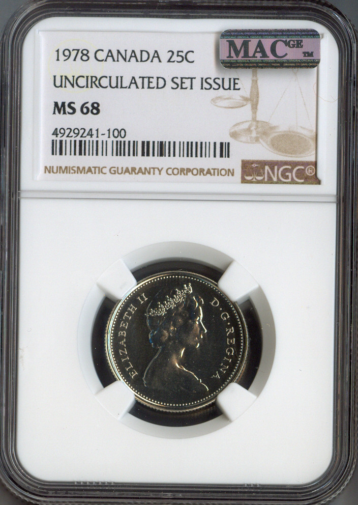 1978 Canada 25 Cents NGC MS68 MAC Quality