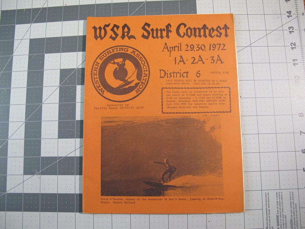 vtg Surfing ephemera- 1972 WSA Surf Contest program District 6