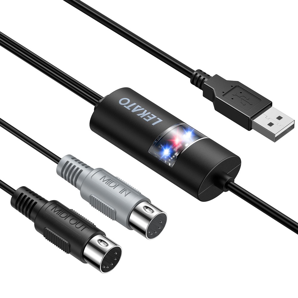 LEKATO USB MIDI Interface Adapter Low Latency 6.5FT MIDI Cable for PC Recording