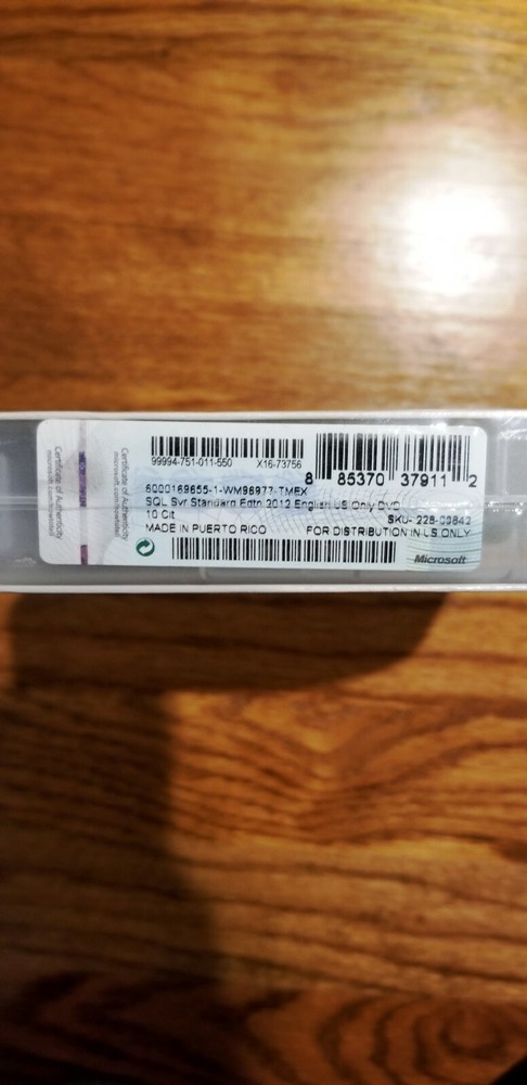 Microsoft SQL Server 2012 Standard,SKU 228-09842,10 CALs,Sealed Retail Box,Full