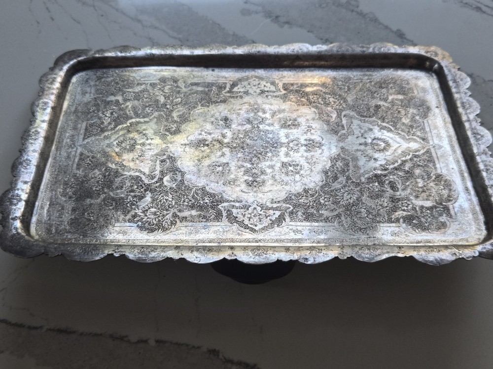 EXCEPTIONAL GENUINE ANTIQUE MIDDLE EASTERN SILVER TRAY