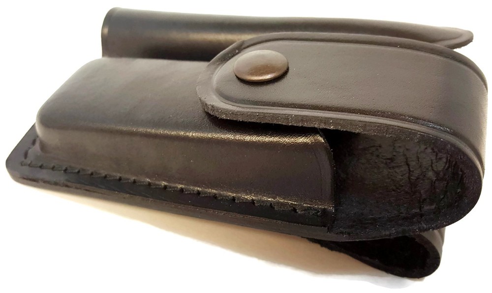 Black Leather Folding Blade Belt Holster Pouch