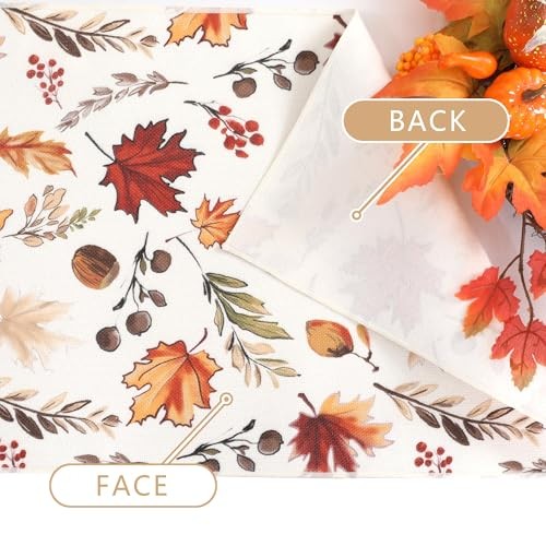 Fall Table Runner for Kitchen Dining Table, Thanksgiving Autumn 13"W x 72"L
